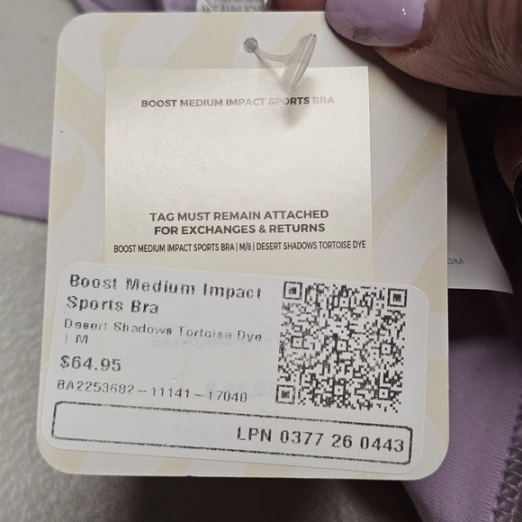 Fabletics Boost Medium Impact Sports Bra Desert Shadows Tortoise Dye Size M NWT - Picture 7 of 8